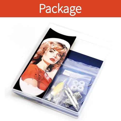36mm Pro Fingerboard with Wooden Finger Skateboard Deck Upgraded Finger Board Trucks Street Shape Bearing Wheels (Girl)