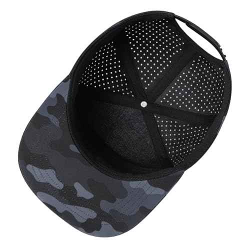 Men Flat Brim Adjustable Performance Hat Snapback Laser Perforated Baseball Cap