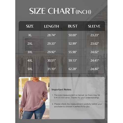 TAKEYAL Plus Size Sweatshirt for Women Oversized Casual Crew Neck Drop Shoulder Pullover Teen Girls Clothes