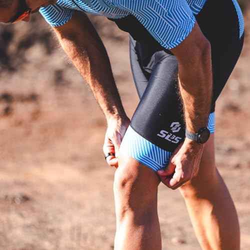 SLS3 Triathlon Suits Mens - Aerodynamic Sleeved Tri Suit Men ? Lightweight Trisuit with Premium FX Fabrics - 2 Pockets (Sky Hex, Medium)