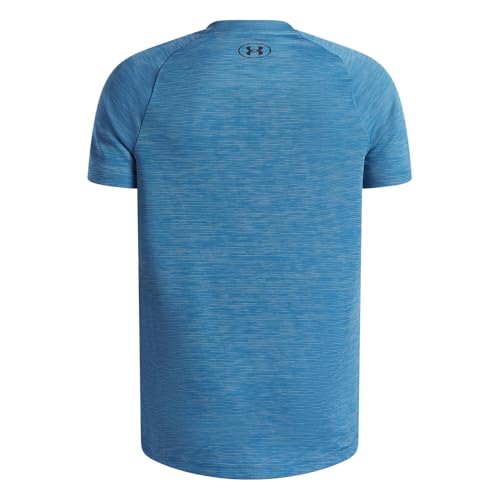 Under Armour Kids Tech Textured Short Sleeve T-Shirt - Aegean Blue & Black, Small