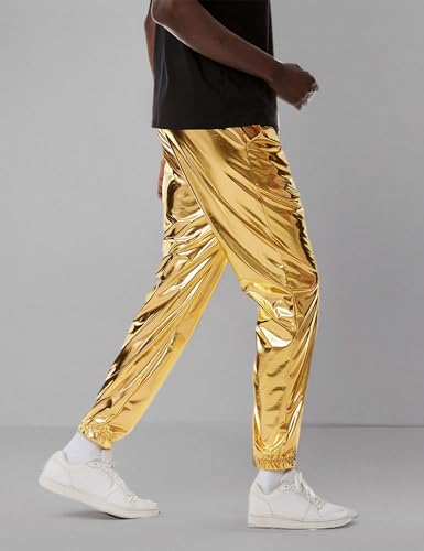 Men's Metallic Shiny Jogger Sweatpants - 70s Style Activewear