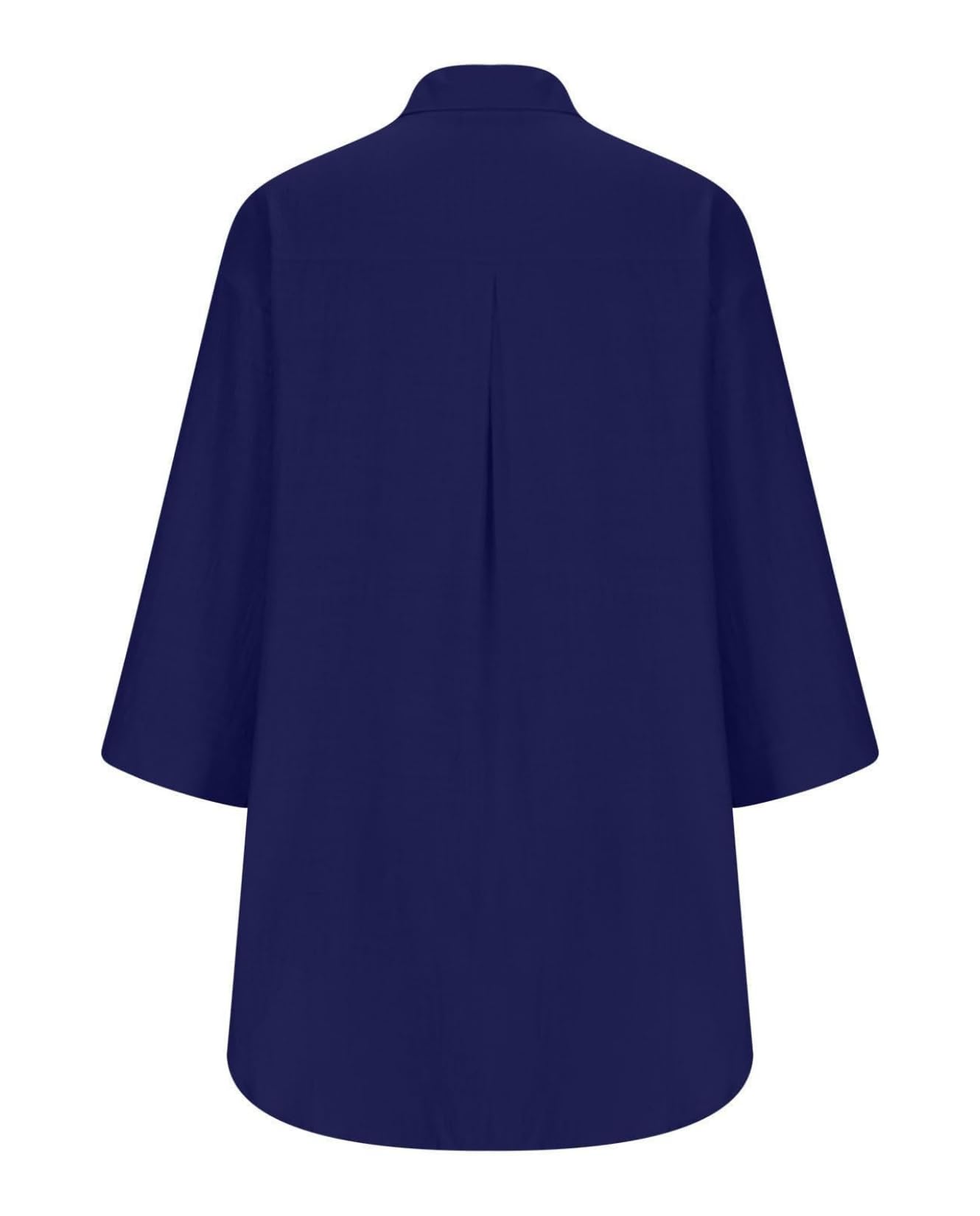 LIZALIG Women's Soft Linen Shirt Summer 3/4 Sleeve V-Neck Top for Beach Travel Daily Life Navy Blue