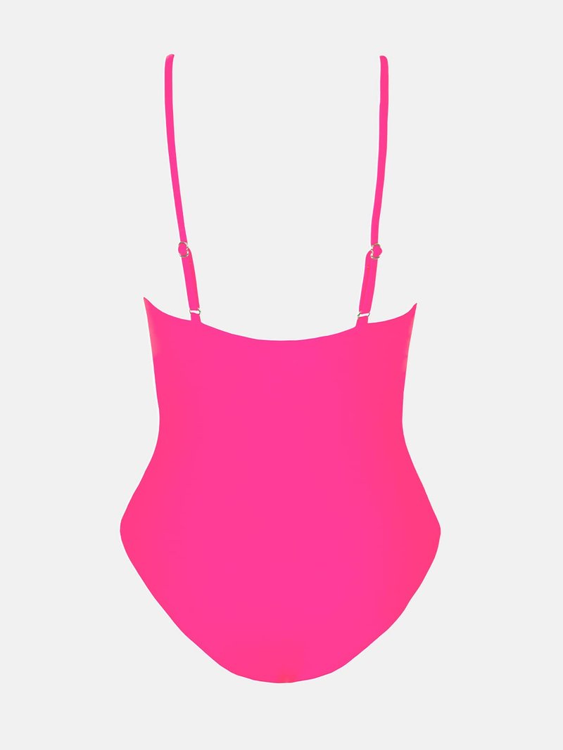 CUPSHE Women's One Piece Swimsuit Tummy Control V Neck Bathing Suits M Deep Pink