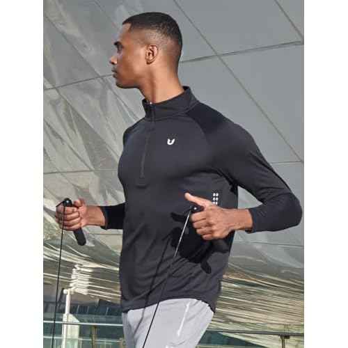 NORTHYARD Quarter Zip Pullover Men Running Shirt Long Sleeve Moisture Wicking Quick Dry Athletic Workout Shirts