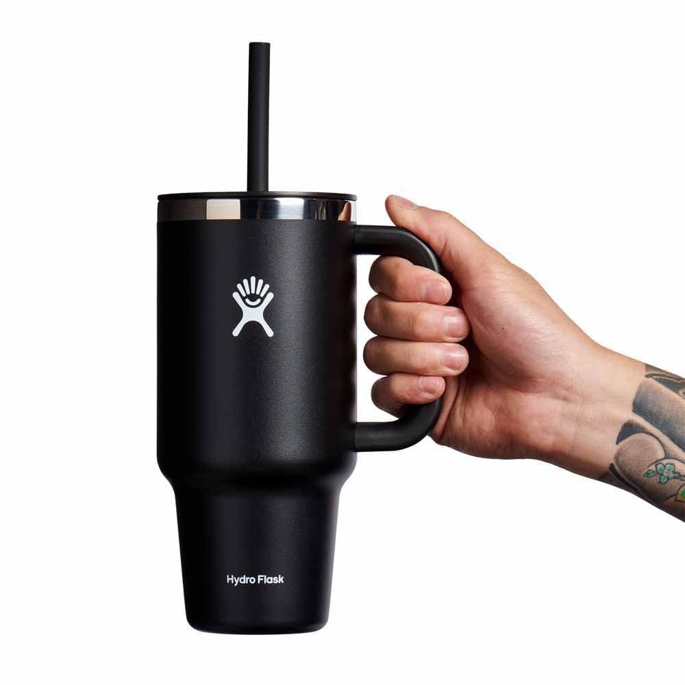 Hydro Flask 40 Oz Travel Tumbler with Handle, Lid and Straw - Insulated Stainless Steel in Black