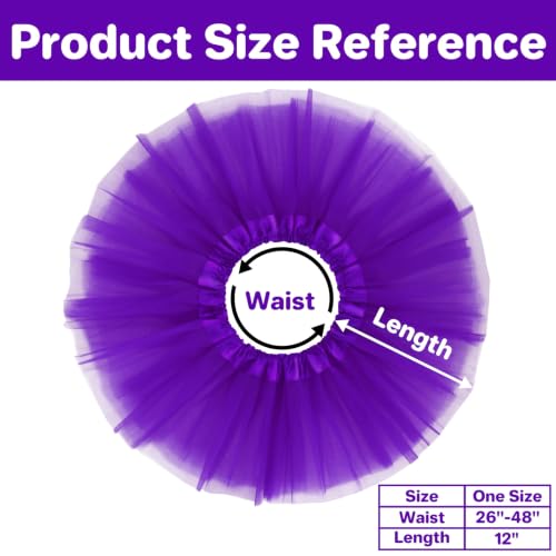 Purple 12-inch Layered Tulle Adult Tutu Skirt for Women Halloween Costume Fluffy Fairy Skirt