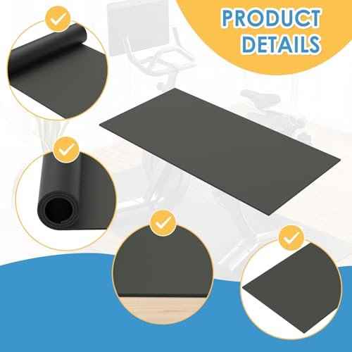 2PCS Exercise Bike Mat, Non-Slip Exercise Bike Mat for Floor for Rowing Machine and Stationary Spin Bike