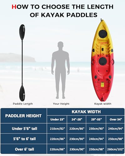 Adjustable Carbon Fiber Kayak Paddle 86-94 inch Lightweight & Durable Black