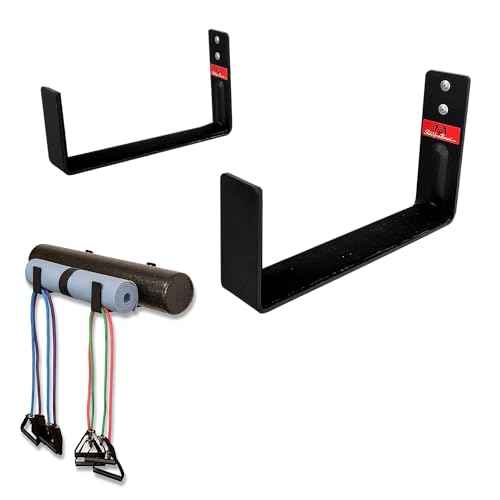 X-Large Yoga Mat Wall Mount Rack Holds 3 Mats Foam Roller Storage Black