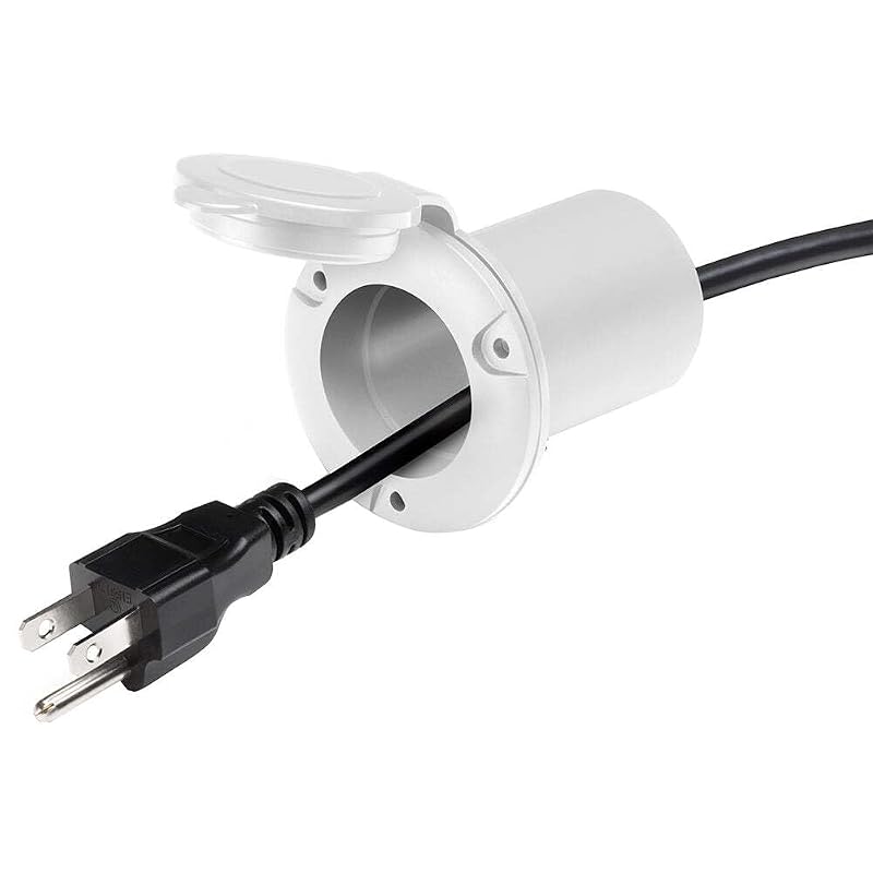 Universal AC Plug Holder - White for 120V Plugs, Watertight Cover