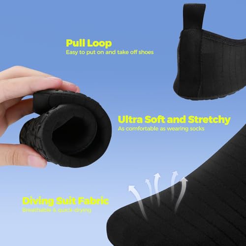 1 Pair Unisex Quick-Dry Aqua Socks - Barefoot Water Shoes with Anti-Slip Sole for Beach/Yoga/Surfing, Lightweight Swim Shoes (Reef/Boating/Pool Use)