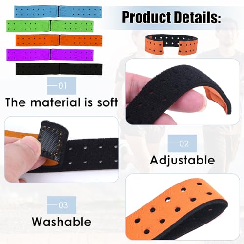 Soekoa 5pcs Replacement Heart Rate Monitor Bands, Replacement Heart Rate Armband Strap, 5 Colors Soft Heart Rate Strap Compatible with OTF, Orange Theory Fitness Adjustable Armband