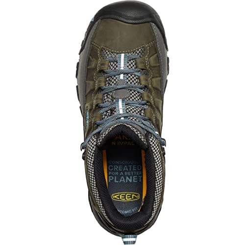 KEEN Women's Targhee 3 Mid Height Waterproof Hiking Boots, Magnet/Atlantic Blue, 9