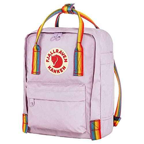 Fj?llr?ven K?nken Rainbow Mini Backpack for Men, and Women - Durable Fabric with Adjustable Shoulder Straps, and Lightweight Backpack Pastel Lavender/Rainbow One Size One Size