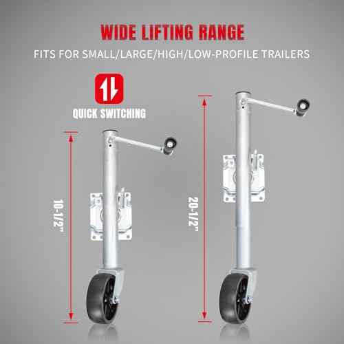 BIG RED ATR39001R-1 Torin Boat Trailer Jack with Single Wheel (6 Inch): Swing-Back Bolt-On Heavy Duty Swivel Tongue Trailer Jack, 1000 Lbs. Capacity