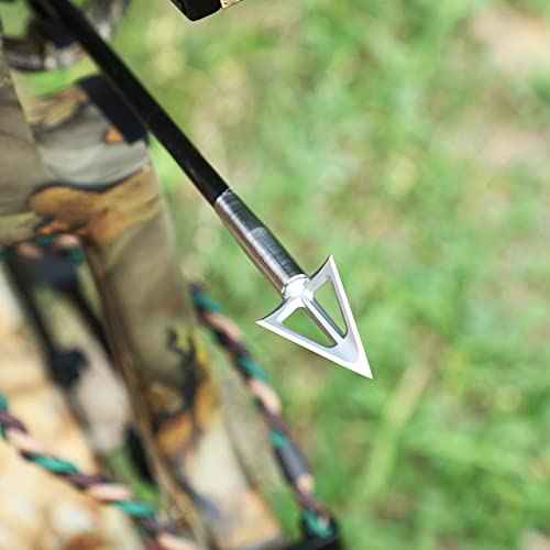 6-Pack 420 Stainless Steel Fixed Blade Broadheads 100 Grain 1-1/8" Cut Premium Solid Arrow Tip for Archery Hunting for Crossbow and Compound Bow