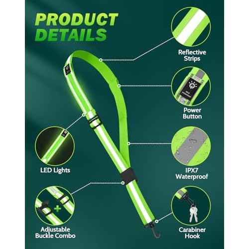LED Reflective Belt Sash - 5 Lights Colors & 3 Light Modes High Visibility Night Safety Belt, Rechargeable Light Up Running Gear Adjustable Vest Straps for Runners Walkers Men Women