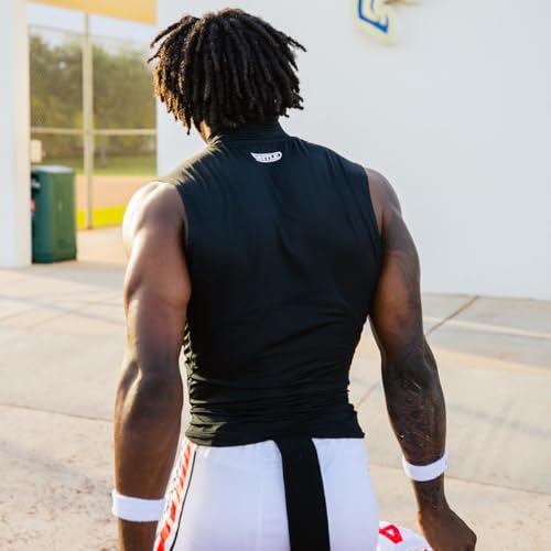 Battle Sports PRO Compression Sleeveless Mock Neck Top Medium White Adults