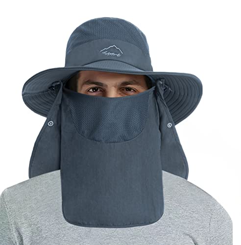 Men's 3-in-1 Sun Fishing Hat Outdoor Boonie Cap - Dark Grey, One Size