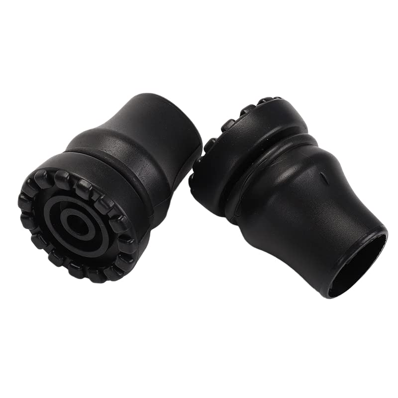 Heavy Duty Rubber Cane Tips 3/4 Inch - Non-Slip Replacement for Walking Stick, Hiking, Crutches - Black, Pack of 2 - Variation of Cane Tips for 3/4'' Walking Stick