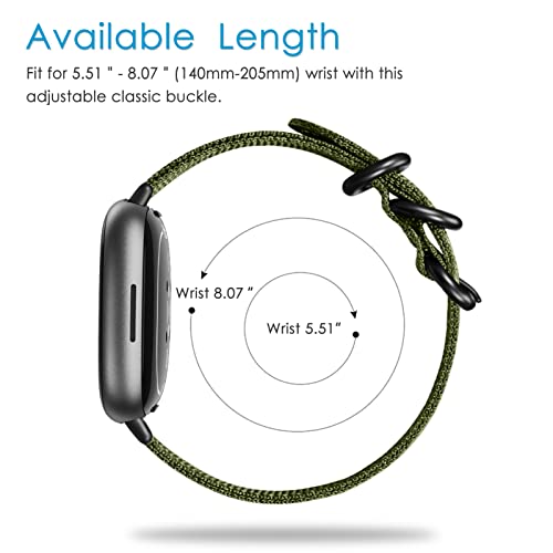 FINTIE Nylon Sport Watch Band for Fitbit Versa 4 & Sense 2 - Olive