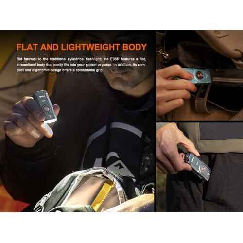 Fenix E06R 700 Lumen USB Rechargeable LED Keychain Flashlight/UV/Blacklight with EdisonBright Accessory case Bundle (Turquoise)