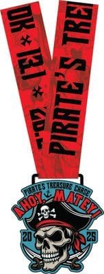 2025 Pirate’s Treasure Chase Virtual Race Medal – 1M 5K 10K 13.1 26.2 Distances – Complete Anytime in September Event – Medal & Bib Included – Fun for All Ages