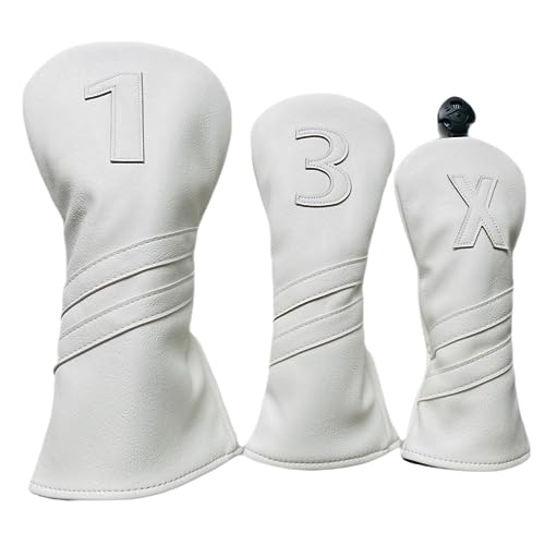 Golf Club Head Cover for Driver 3 Wood & Hybrids - 1pc White