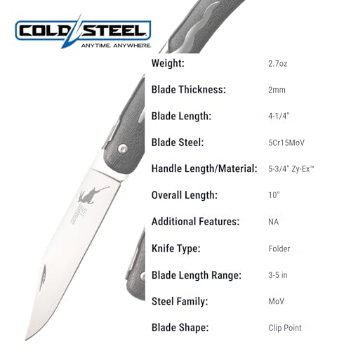 Cold Steel Kudu Lite Folding Knife 4.25-inch Razor-Sharp Blade, Lightweight EDC