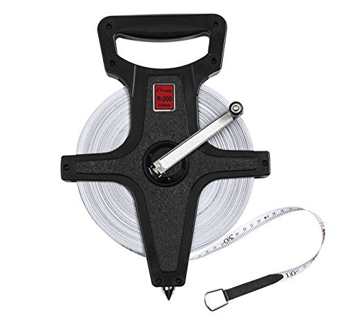 60 Meters Open Reel Measuring Tape with Metal Spike - Durable Fiberglass, Hand Crank for Track & Field