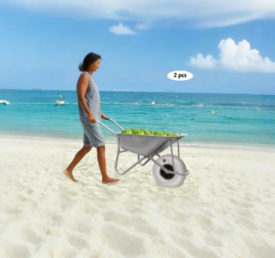 2 Pcs 10" Beach Cart Replacement Balloon Tires, Beach Wagon Wheels with Axle Hole 20mm Fits for Wheelbarrow Beach Buggy Kayak Trolley Dolly Canoe Carts Buggy