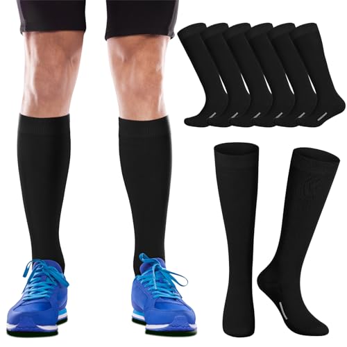 Black Medium Baseball Football Socks 6 Pairs Bulk Sports Compression Support