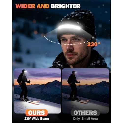 Unisex Beanie with LED Light, Stocking Stuffers Gifts for Men Dad Father Husband Him Halloween Thanksgiving