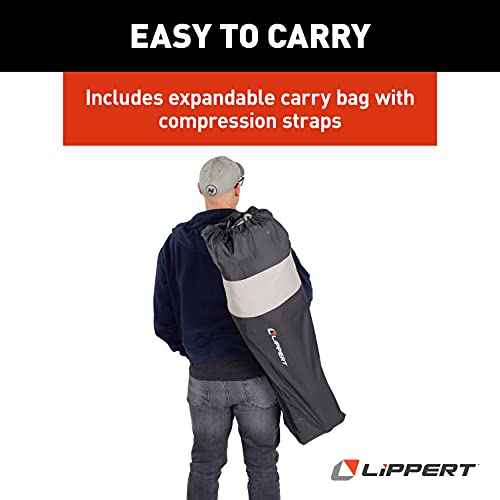 Lippert Big Bear Padded Camping Chair with 400-lb. Weight Capacity, Carry Bag, Durable Mesh Fabrics, High-Loft Cushioning, Dual Cupholders, Stemmed Wine Glass Holder (Sand) - 2021010667