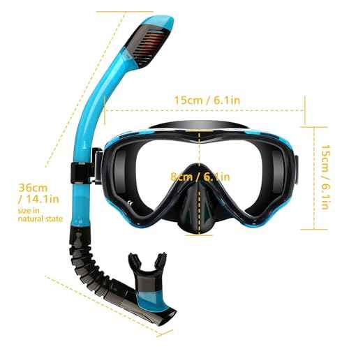Snorkeling Set for Kids, Full Dry Snorkeling Mask Set for Adults, Anti-Fog Protection, Unisex,HD Panoramic View, Snorkeling Gear for Kids 4-14 Age