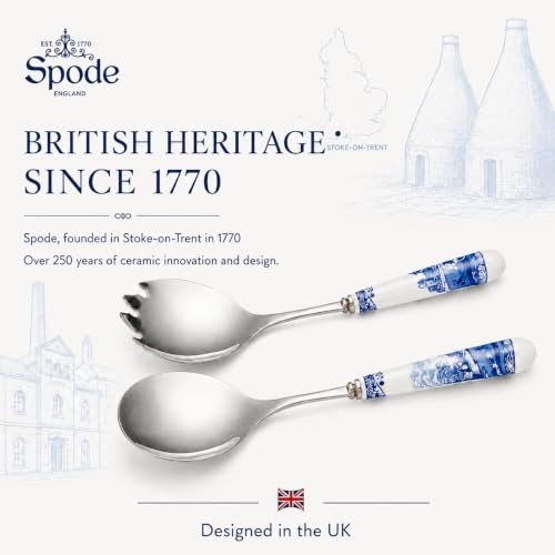 25cm Blue & White Salad Servers Set - Blue Italian Pattern, Portmeirion
