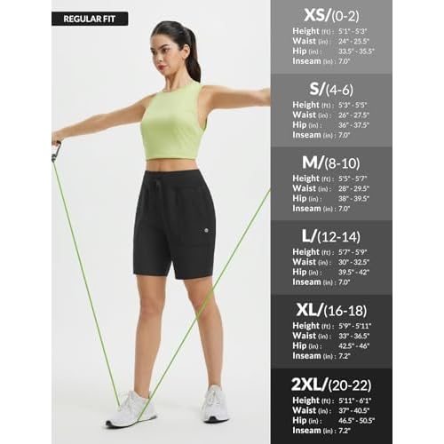baleaf Women's 7" Athletic Running Shorts Long Workout Shorts High Waisted Quick Dry 4 Zipper Pockets UPF50+