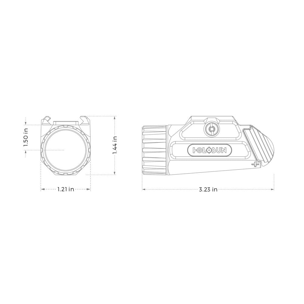 HOLOSUN P.ID-HC - High Candela Pistol Light, 800 Lumen Weapon Light with 42,000 Candela Output, Magnetic USB Charging, Rechargeable, IPX8 Waterproof, Aluminum Housing