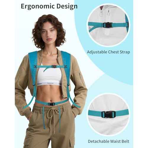 Blue Quartz Hiking Backpack 30L Lightweight Packable Backpack for Travel, Water Resistant Foldable Daypack for WoMen Men, Blue Green