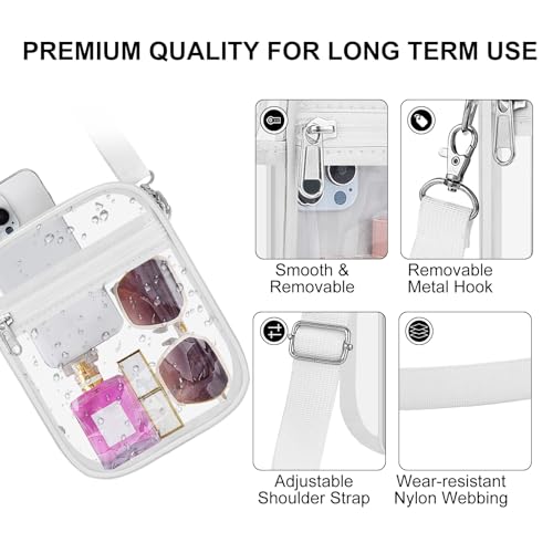 Small Women's Clear Bag for Stadium Events - White, Medium - UEASE