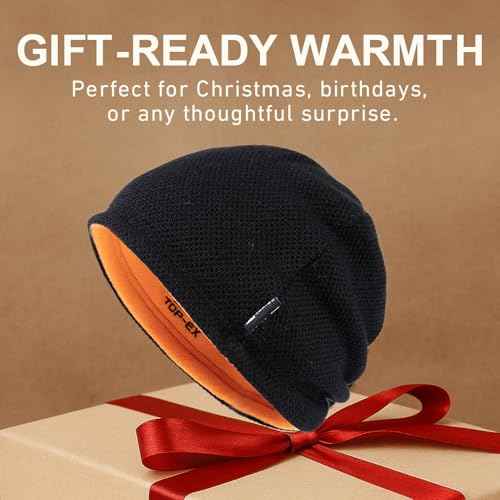 TOP-EX PolarWool¢â Wool Beanie Hat for Men Women Fleece Lined Skull Cap Winter Knit Hat Watch Caps Reversible & Windproof