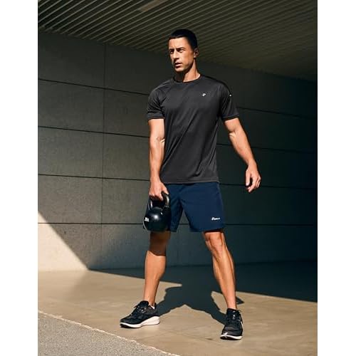 Pudolla Men's Workout Running T-Shirts Lightweight Quick Dry Athletic Gym Shirts for Men Short Sleeve Sport Tee Tops