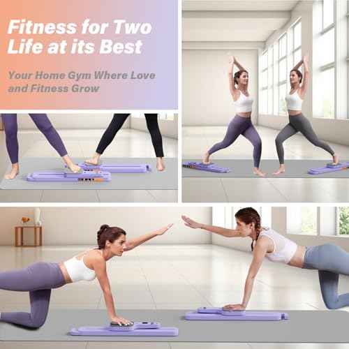 Upgraded Pilates Reformer Machine - 6-in-1 Fitness Board & Pilates Equipment Set with Ab Workout Equipment, Multifunctional Push-Up Board, Resistance Bands, Balance Board & Timer for Full Body Workout