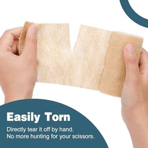 AZEN 8 Pack Self Adhesive Bandage Wrap, 4" X 5 Yards Elastic Cohesive Bandage Wrap, Skin Color Athletic Tape, Ankle Tape, Tattoo Grip Tape Wrap, Vet Wrap