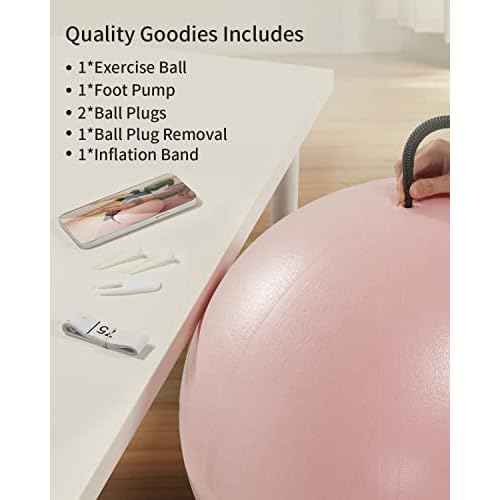 YOTTOY Anti-Burst Exercise Ball for Working Out, Yoga & Pregnancy, Extra Thick Workout Ball for Physical Therapy & Fitness