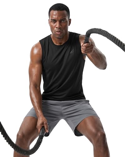 Men's Breathable Mesh Tank Top Pack Large Black Dark Grey Navy Activewear