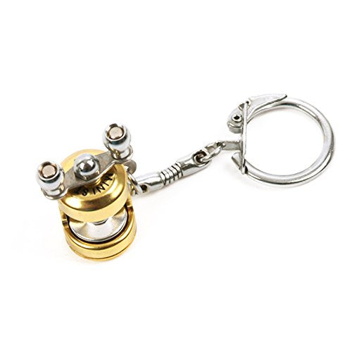 Miniature Trolling Reel Keychain - Gold Metal Pendant, 2x3.3 cm