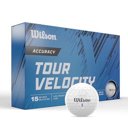 Wilson Tour Velocity Distance Golf Balls - Accuracy Variation, 15 Pack, White
