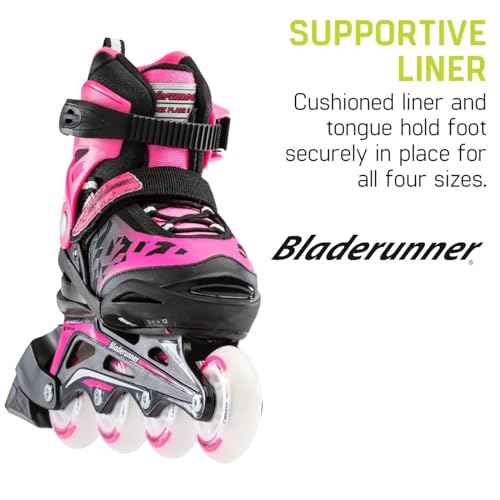 Bladerunner by Rollerblade Phoenix Flash Kid's Adjustable Fitness Inline Skate, Black/Pink